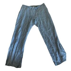 Boden Womens Size 12 100% Linen Light Blue Drawstring Pants US12